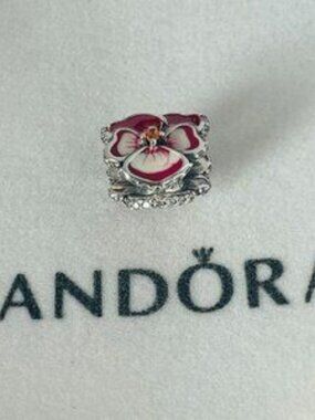 Pandora Charms Pandora Moments Collection Pink Pansy Charm with Gift Box